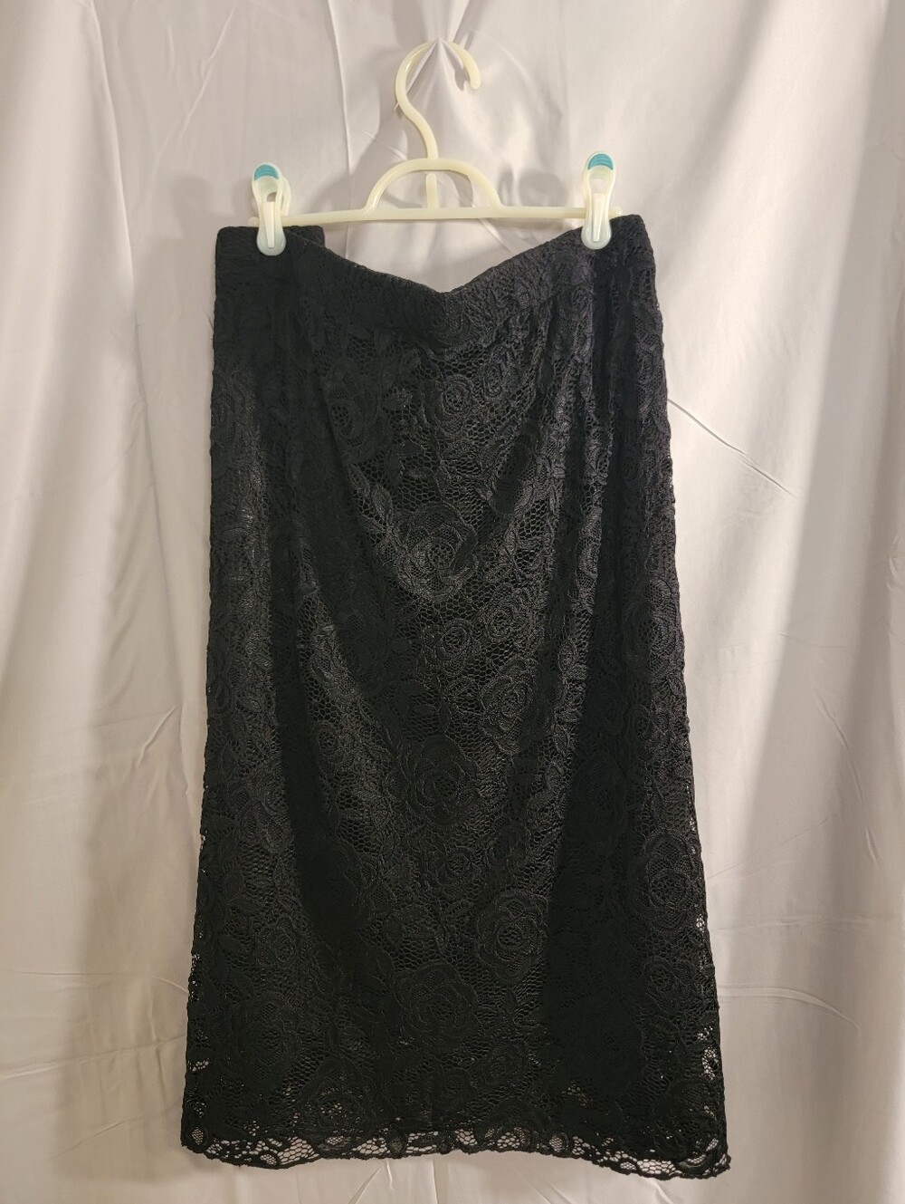 Semez la Joie Black Lace Rose Overlay Pencil Skirt 4x